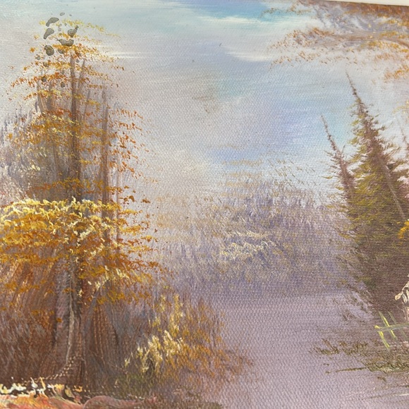 Vintage Signed Oil Painting Cabin In The Woods Measuring 10”x 8” - Picture 14 of 16